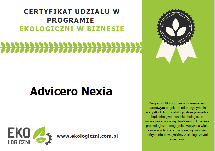 ekologiczni - EKOlogiczni w biznesi - Advicero Nexia