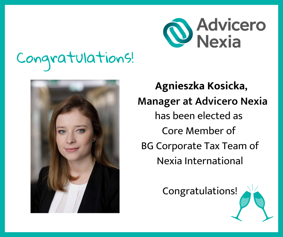 Agnieszce Nexia grafika final - Agnieszka Kosicka has been elected as a Core Member of the BG Corporate Tax of Nexia International